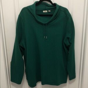 L.L. Bean Women's Emerald Green Quilted Cowl Neck Pullover